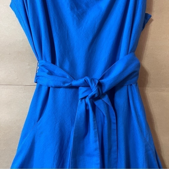 Alice + Olivia | Webber Cowl Neck Mini Dress Belted Godet Dress Blue Size 6 - Picture 6 of 16